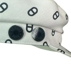 Hermès Hermes Cotton Polyurethane Metal Casquette Hat White Hermes | Accessories | Herms Hermes Cotton Polyurethane  main image 2